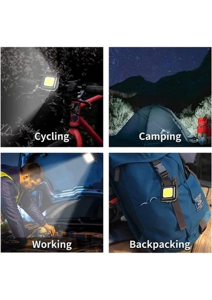 Tilbe Home USB Şarjlı El Feneri Mini LED Lamba Anahtarlık Taşınabilir 4 Fonksiyonlu Kamp Feneri Ofis Lambası - 5