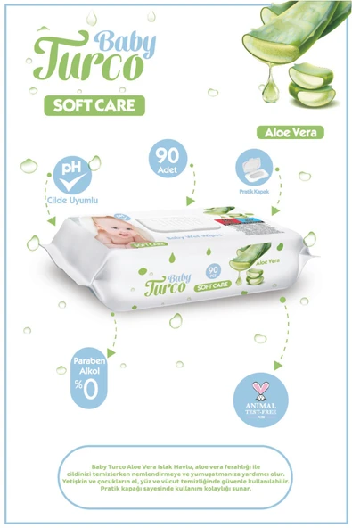 Baby Turco Softcare Aloe Vera Islak Bebek Havlusu 3 X 90 Yaprak - 4