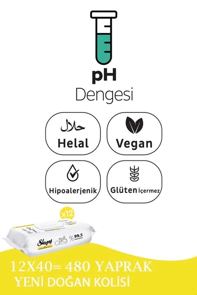 Sleepy Yenidoğan Newborn Islak Mendil 12x40lı (480 YAPRAK) - Resim 3