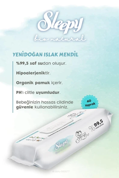 Sleepy Bio Natural Islak Havlu 40x24 (960 yaprak) ve Sticker Seti 32 Sayfa - 2