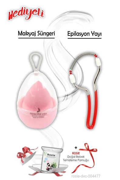 Epilasyon Yayı ve Makyaj Süngeri Pembe ROSIE Hediyeli ürün görseli