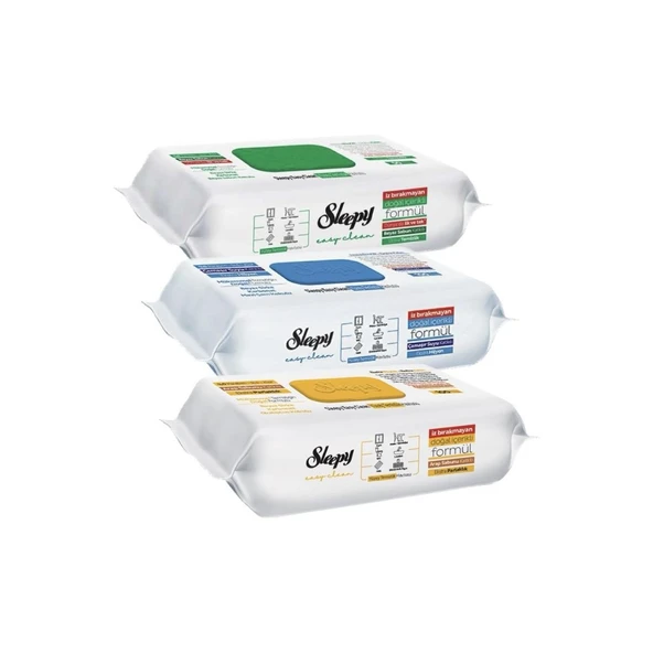 Sleepy Easy Clean Beyaz Sabun Katkılı+Çamaşır Suyu Katkılı+Arap Sabunu Katkılı 3X100 (300 Yaprak) ürün görseli