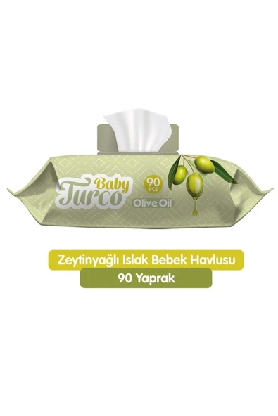 Baby Turco Islak Havlu Mendil 90 Yaprak Zeytinyağlı 24 Lü Set 2160 Yaprak - Resim 2