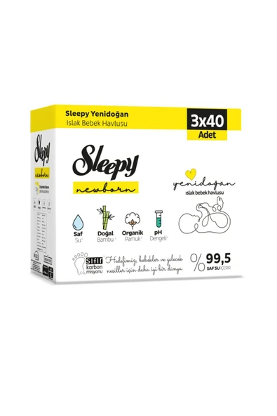 Sleepy Natural Yenidoğan Islak Havlu 3X40 Adet ürün görseli