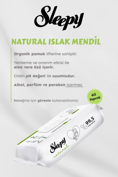 Sleepy Natural Yenidoğan Islak Havlu 60x28 (1680 yaprak) ve Sticker Seti 32 Sayfa - 2