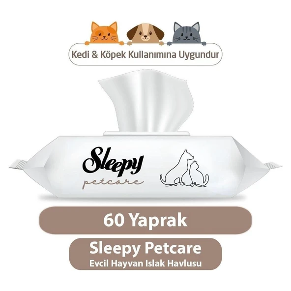 Sleepy Petcare Evcil Hayvan Islak Havlusu 60 Yaprak