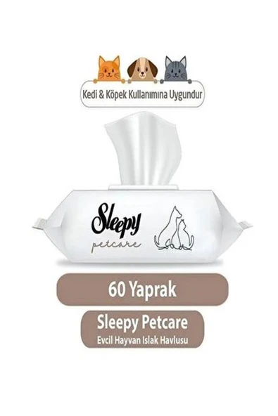 Sleepy Petcare Evcil Hayvan Islak Havlusu 60 Yaprak 3 adet