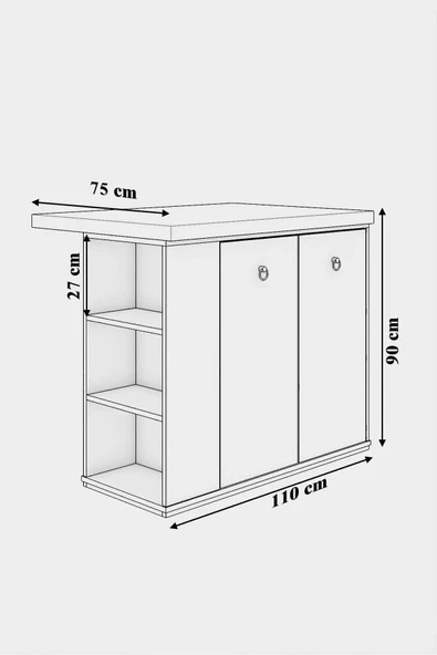 Noma MDF Mutfak Adası Mutfak Dolabı Ada Mutfak Yemek Masası - 11