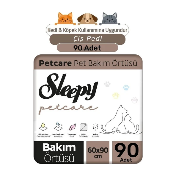 Sleepy Petcare Pet Bakım Örtüsü 60X90 cm 3X30 (90 Adet) ürün görseli