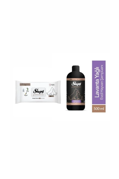 Sleepy Petcare Evcil Hayvan Islak Havlusu 60 Adet Evcil Hayvan Şampuanı 500 ml ürün görseli