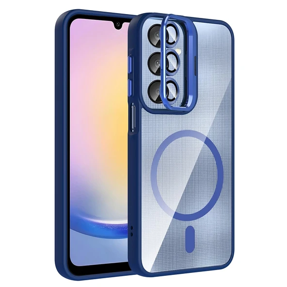 Galaxy A56 Kılıf Standlı ve Kamera Lens Hediyeli M-Safe Şarj Özellikli Zore Etro Kapak