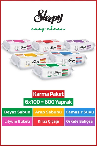 Sleepy Easy Clean Yüzey Temizlik Havlusu & Mendili 6X100 Karma Paket ürün görseli