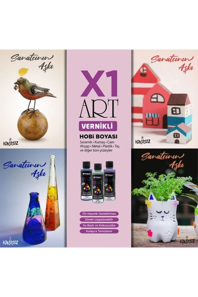 Polisan X1art Vernikli Hobi Boyası 120ml - 0056 Sütlü Kahve - 7