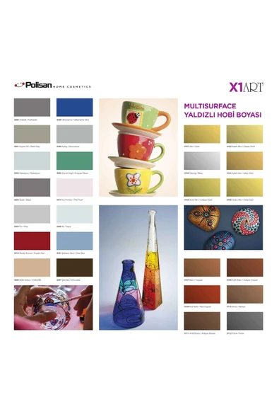 Polisan X1 Art Vernikli Hobi Boyası 120ml Turuncu - 5