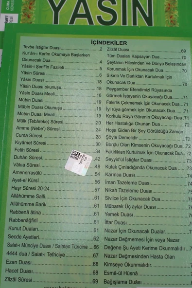 Ekonomik Hediyelik 10 Adet Yasin-i Şerif Yeşil Renk 80 Shf. Orta Boy(17x24cm) QR Kod/Meal/Arapça - 3