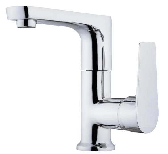 LAVABO BATARYASI KROM BANYO LAVABO MUSLUK AĞIR PRİNÇ GÖVDE DÖNER BORU MODERN LÜKS ARMATÜR GÜMÜŞ GRİ