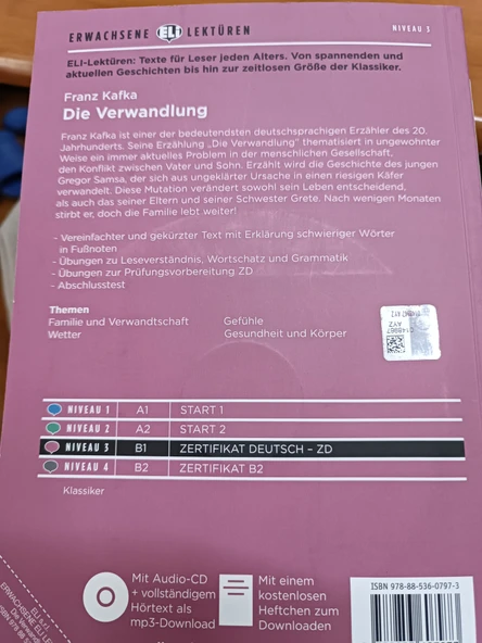 Die Verwandlung  Franz Kafka Niveau 3 - B1 - mit Audio CD - 3