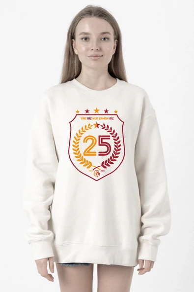 25 Şampiyonluk Yine Biz Beyaz Kadın 2ip Sweatshirt ürün görseli