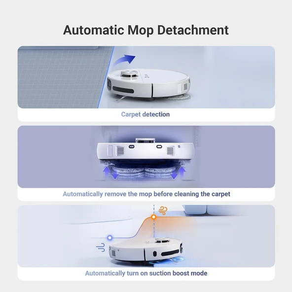 Ezviz RS20 Max Robot Süpürge, Hepsibirarada, Kendi Kendine Temizleme, 13000PA, Kameralı Devriye, Iki Yönlü Konuşma, Anti-Fırça Dolaşma, Kamera ve Lds Navigasyon, Sıcak Su 60°c, Otomatik Boşaltma - 3