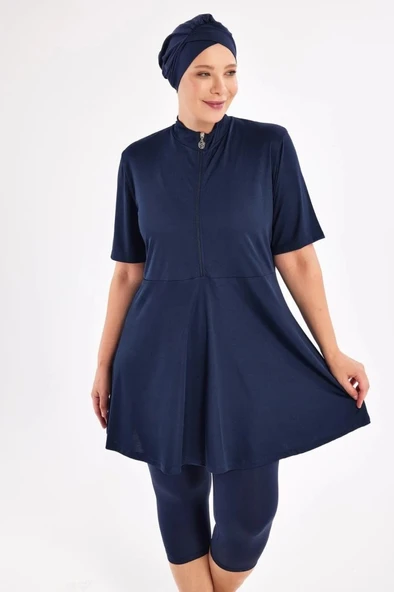 Rozamay 253803 Lacivert Naomi Battal Büyük Beden Kısa Kollu  Lycralı  Mayo ürün görseli