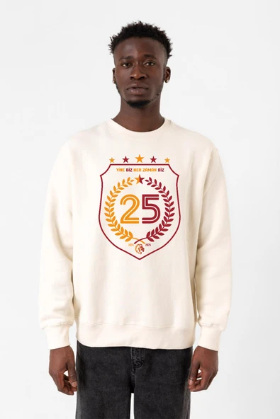 25 Şampiyonluk Yine Biz Ekru Erkek 2ip Sweatshirt