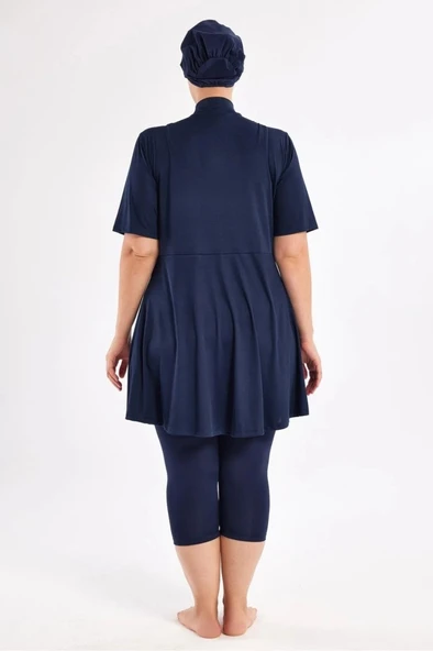 Rozamay 253803 Lacivert Naomi Battal Büyük Beden Kısa Kollu  Lycralı  Mayo - Resim 2