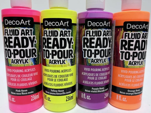 Decoart DecoArt Fluid Art Ready-To-Pour Neon Akrilik Boya Seti 8oz 4 Adet - 2