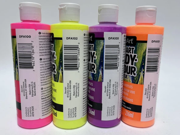 Decoart DecoArt Fluid Art Ready-To-Pour Neon Akrilik Boya Seti 8oz 4 Adet - 3