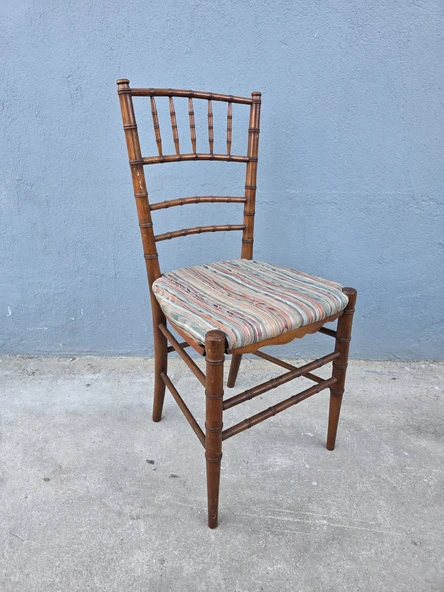 Vintage Masif Ahşap Minderli Sandalye (1 Adet) AC04 - 2