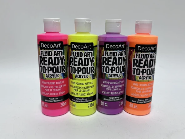 Decoart DecoArt Fluid Art Ready-To-Pour Neon Akrilik Boya Seti 8oz 4 Adet - 4