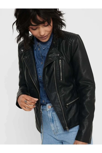ONLY Onlfreya Faux Leather Biker Otw Noos Kadın Ceket - 2