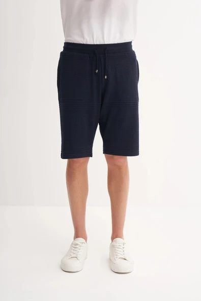 Cazador Regular Fit Örme Dokulu Bermuda Şort 6074 Lacivert - 2