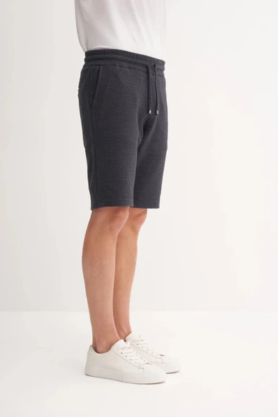 Cazador Jakarlı Regular Fit Örme Bermuda Şort 6073 Antrasit - 2