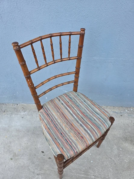 Vintage Masif Ahşap Minderli Sandalye (1 Adet) AC04 - 4
