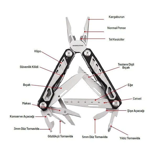 İzeltaş Multi Tool 15 Fonksiyonlu 155 MM Pense - 14000005270 - 2
