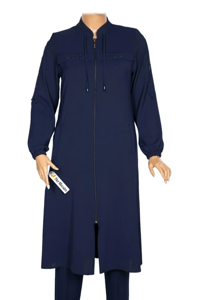 Hesna Kadın Hüma Dokuma Krep Aksesuarlı Araboy Lacivert Ferace ürün görseli