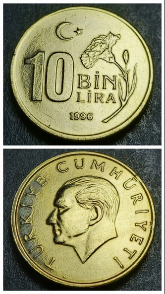 Escoines Koleksiyon 39963683a528bd342e 1996 Darphane Tedavül Setinden ÇİL 10Bin Eski Madeni Para ürün görseli 1