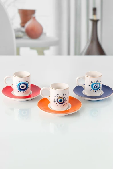 GÜRAL PORSELEN Camelia 12 Parça 6 Kişilik Kahve Takımı 6705 Nazar - 4