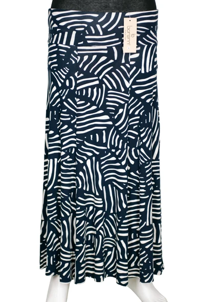 Barem Kadın Arzu Korsajlı 6 Parçalı Egzotik Yapraklar Lacivert Etek