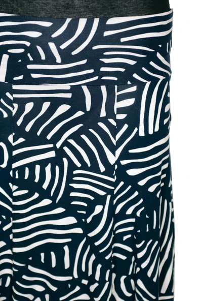 Barem Kadın Arzu Korsajlı 6 Parçalı Egzotik Yapraklar Lacivert Etek - 2
