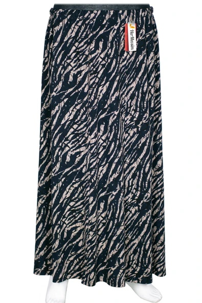 Hesna Kadın Betül 8 Parça Lastikli Astarsız Lacivert Etek Desen 37