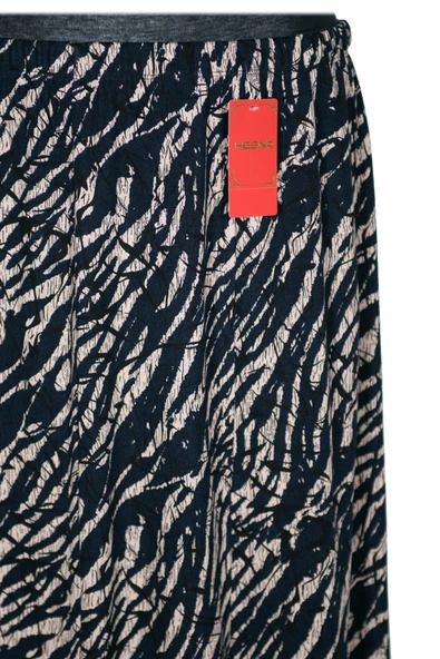 Hesna Kadın Betül 8 Parça Lastikli Astarsız Lacivert Etek Desen 37 - 2