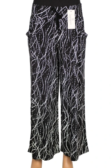 Barem Kadın Elisa Asimetrik Çizgiler Penye Siyah Pantolon Etek ürün görseli 1