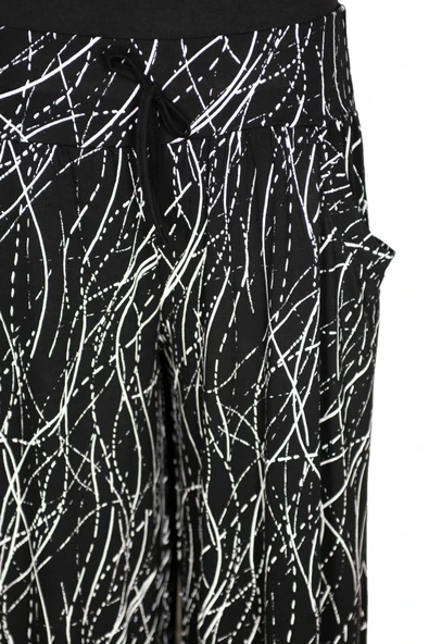 Barem Kadın Elisa Asimetrik Çizgiler Penye Siyah Pantolon Etek - Resim 2