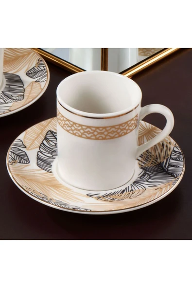 GÜRAL PORSELEN CAMELİA 12 PARÇA 6 KİŞİLİK KAHVE FİNCAN TAKIMI 6253 - 2