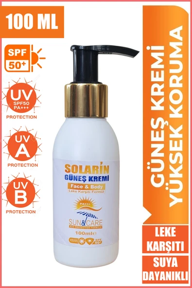 Güneş Kremi SPF50 Tüm Cilt Tiplerine Uygun Yüksek Koruma 100ML