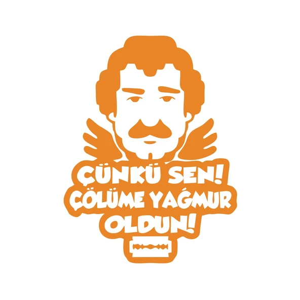 Müslüm Gürses Silüet Araba Sticker 17x17 Cm Turuncu - 1