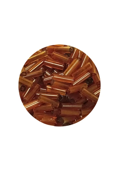 Uzun Boru Kesme Boncuk Çap 2mm Uzunluk 10 mm - 20 Gram - Şeffaf Gold - BNC254 - 2