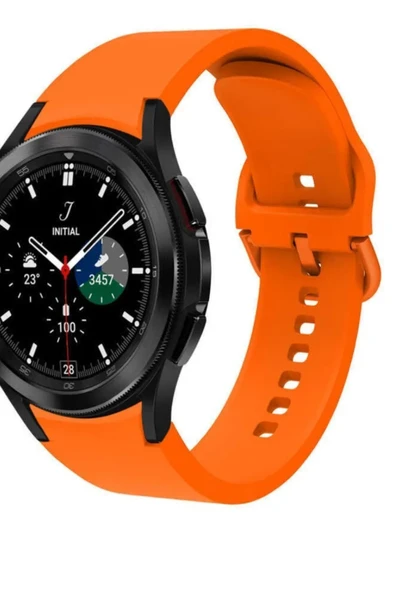 Samsung Galaxy Watch Fe / 4 / 5 / 5 Pro / 6 / 7 40 42 44 46mm Pim Tasarım Tam Uyumlu Silikon Kordon 20mm turuncu