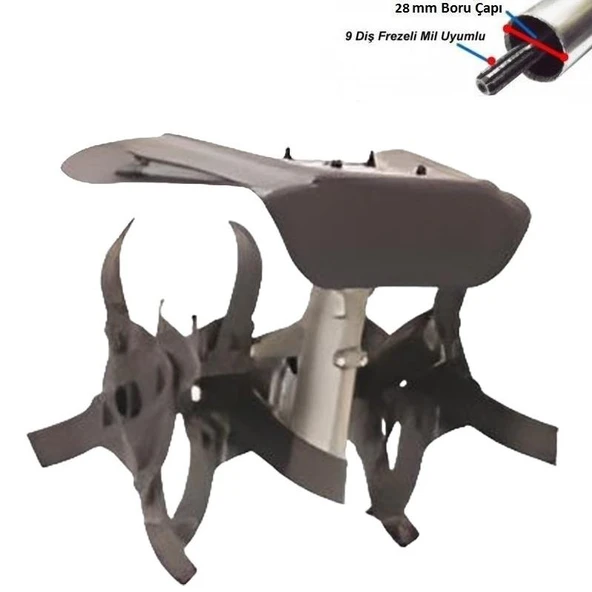 Motorlu Tırpan Çapalama Karıştırma Aparatı 28 mm 9 diş ürün görseli 1